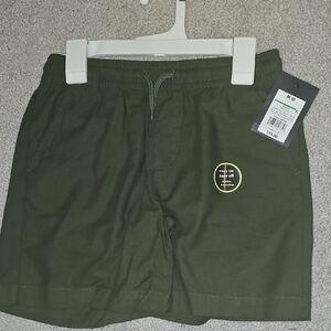 Art Class Olive Green Kids Shorts with Emblem